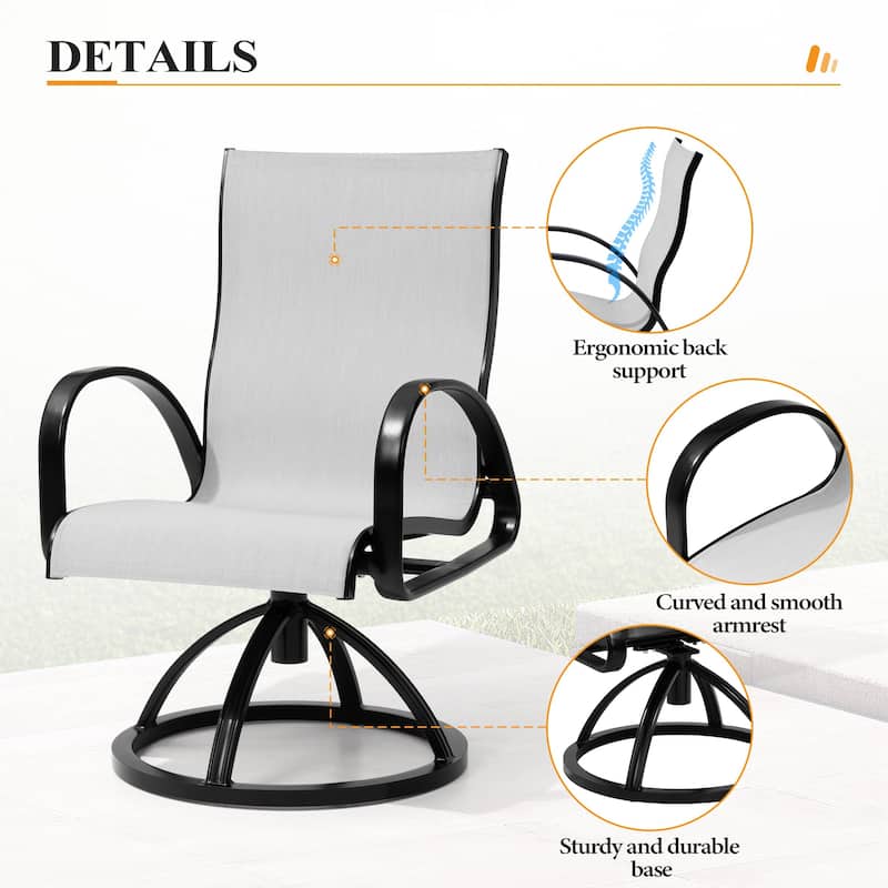 Outdoor Patio Swivel Aluminum Dining Chairs Sunbrella Fabric