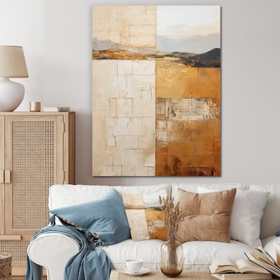 Designart "Beige And Gold Minimal Expression" Abstract Shapes Wall Art