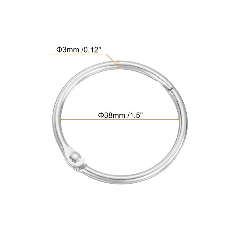 Shower Curtain Rings,15pcs Loose Leaf Binder Rings - Silver - 1.5 Inch