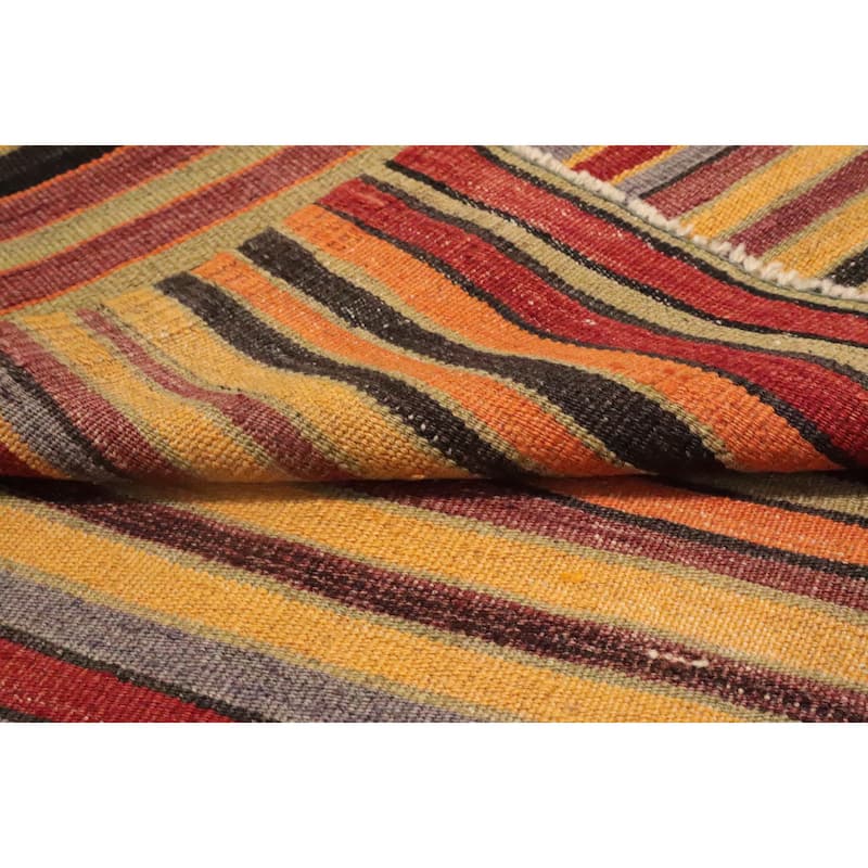 Hand Woven Oriental 100% Wool Carpet Southwestern Geometric Multi-Colored Kilim Area Rug - 8' 10'' X 5' 2''