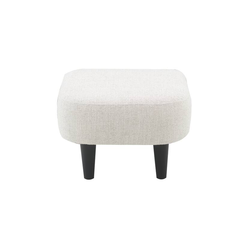 Modern Beige Accent Barrel Chair with Ottoman