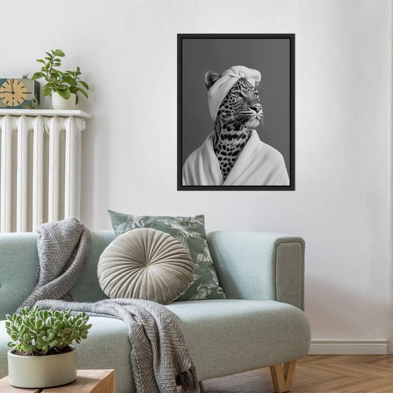 Lady Leopard Spa Day by Niky Rahner Framed Canvas Wall Art