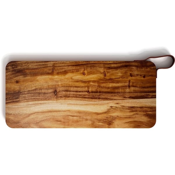 10 in. L x 12 in. W Acacia Cutting Board with Leather Handle 10 in. L x 12 in. W Acacia Cutting Board with Leather Handle