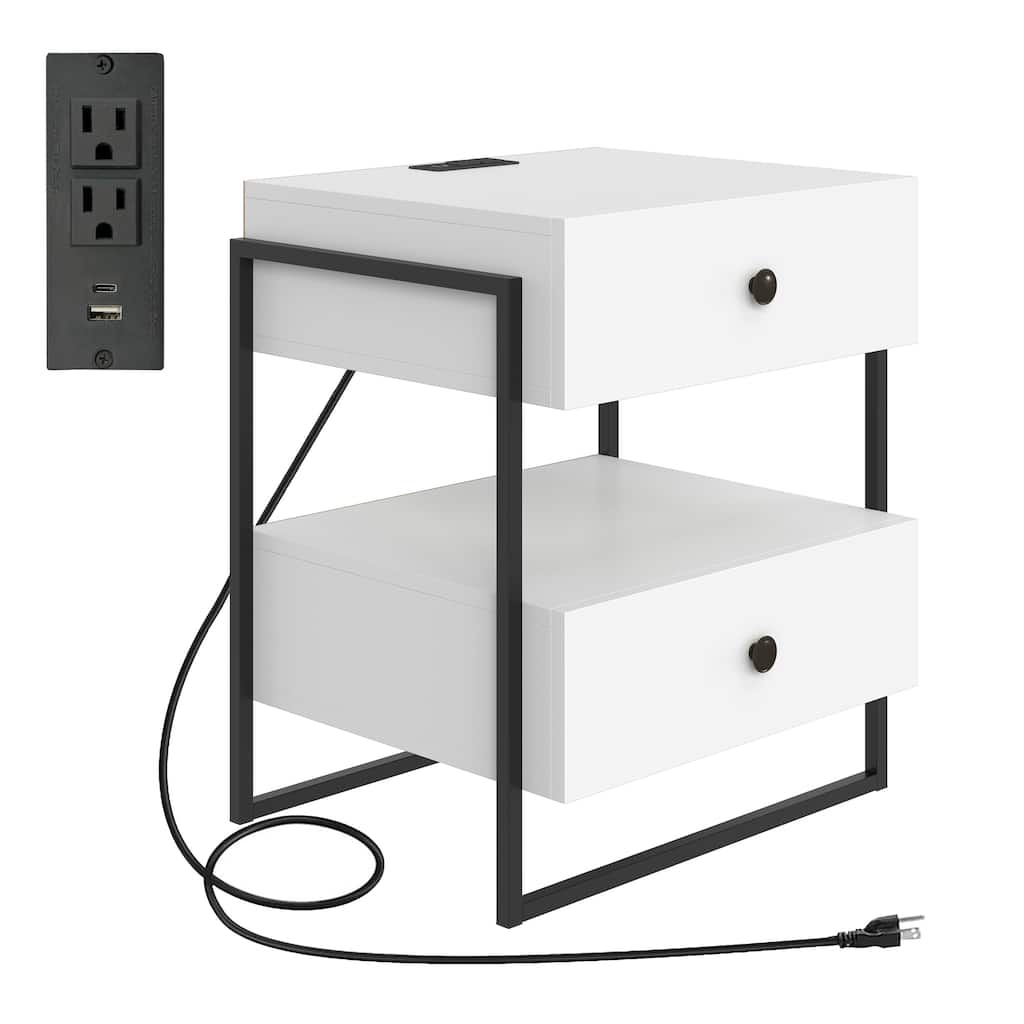 Boyd Sleep Pesaro Modern Two Drawer Nightstand - Power and USB Charging Station