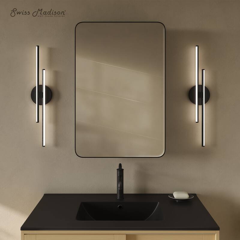 Pierre 20 X 30 Rectangle Recessed/Wall Mount Medicine Cabinet With Mirror In Matte Black - 20 x 30