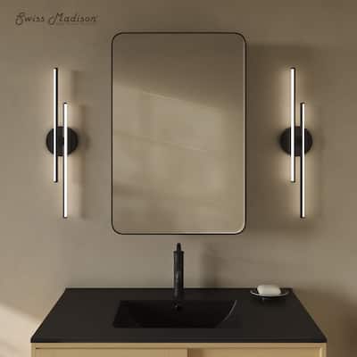 Pierre 20 X 30 Rectangle Recessed/Wall Mount Medicine Cabinet With Mirror In Matte Black - 20 x 30