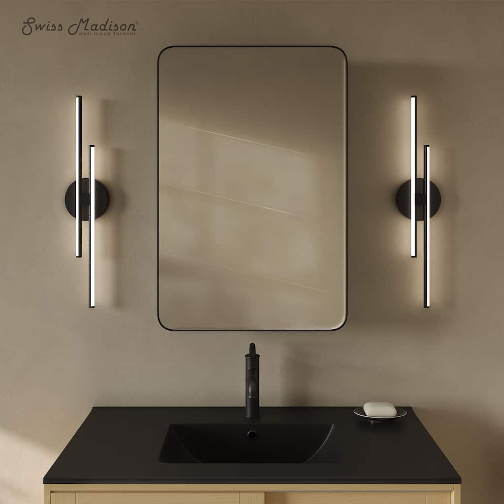 Pierre 20 X 30 Rectangle Recessed/Wall Mount Medicine Cabinet With Mirror In Matte Black - 20 x 30
