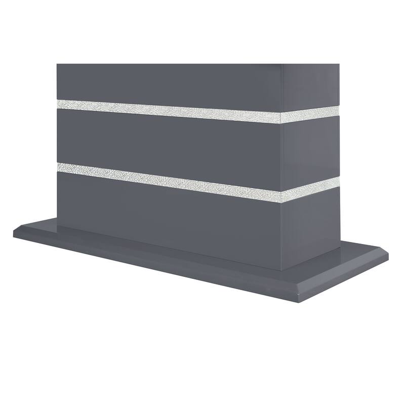 HomeRoots 47" Dark Gray Silver And Black Glass Faux Crystal And Wood Square Bar Table - 47.00 in. x 36.00 in. x 47.00 in.