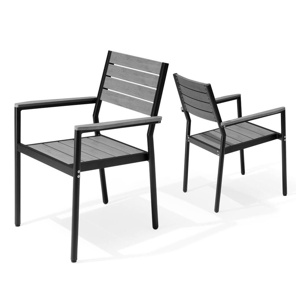 Pellebant Outdoor Modern Aluminum Dining Chairs with Armrest - 19.4" D x 18.9" W x 34.3" H