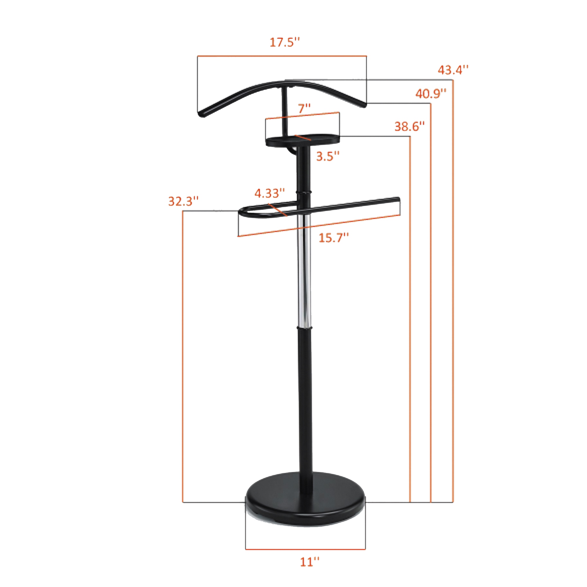 Valet Stand Contemporary Metal Organizer Stand with Tray for Essentials