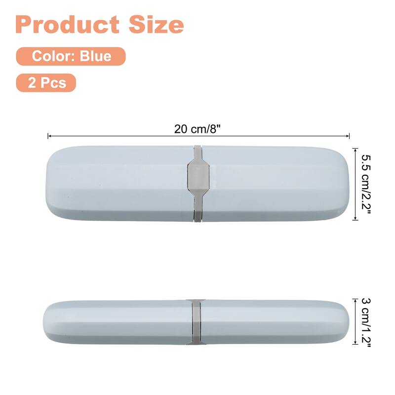 2pcs Travel Toothbrush Case Transparent Portable Toothbrush Holder - Blue