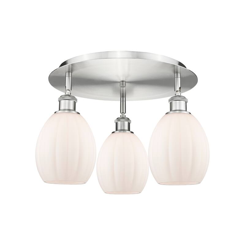 Innovations Lighting Eaton - 3 Light Flush Mount - Satin Nickel/Matte White