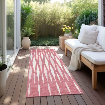 Machine Washable Indoor/ Outdoor Chantille Mosaic Contemporary Rug
