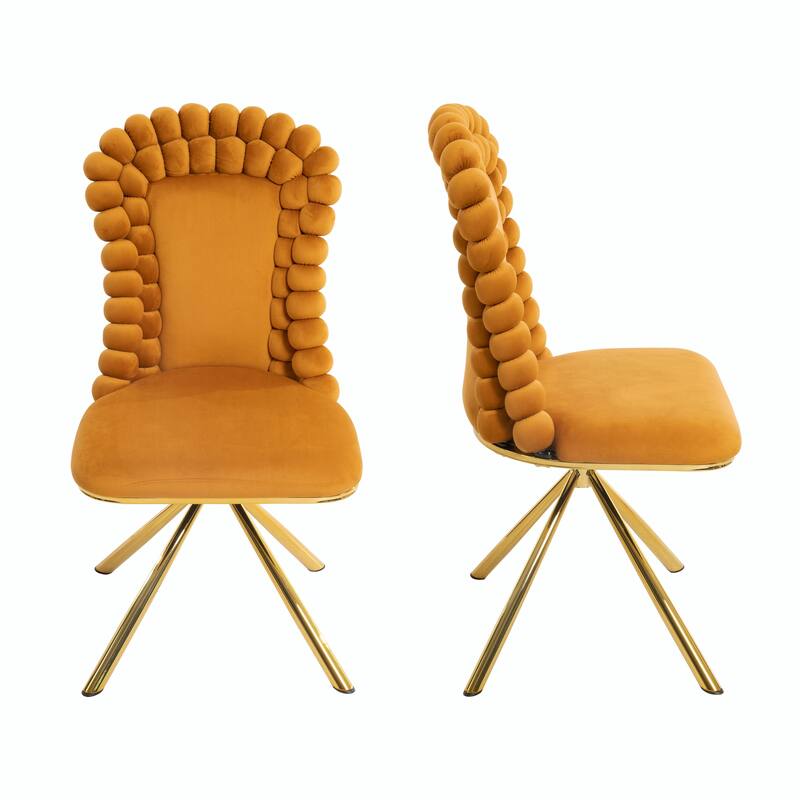 360° Swivel Velvet Dining Chairs Set of 2 - Orange