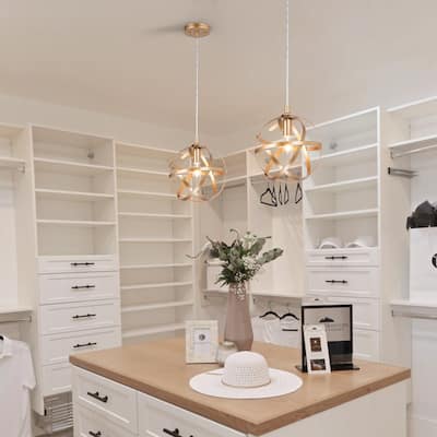 Modern Geometric 1-light Antique Gold Globe Pendant for Kitchen Island - D8"x H8"