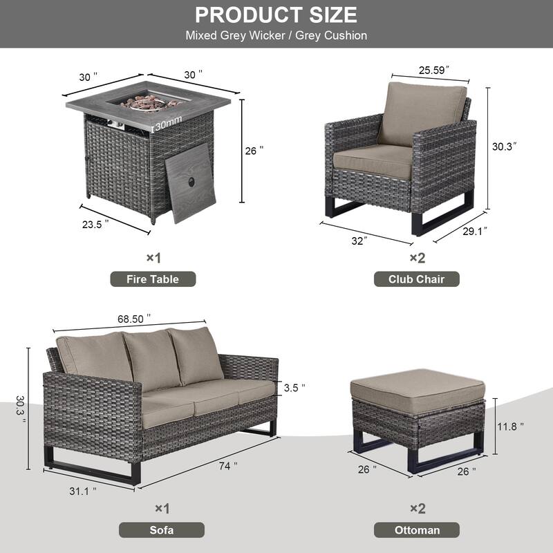 Gymojoy Outdoor Fire Pit Conversation Set, Patio Furniture with Cushions