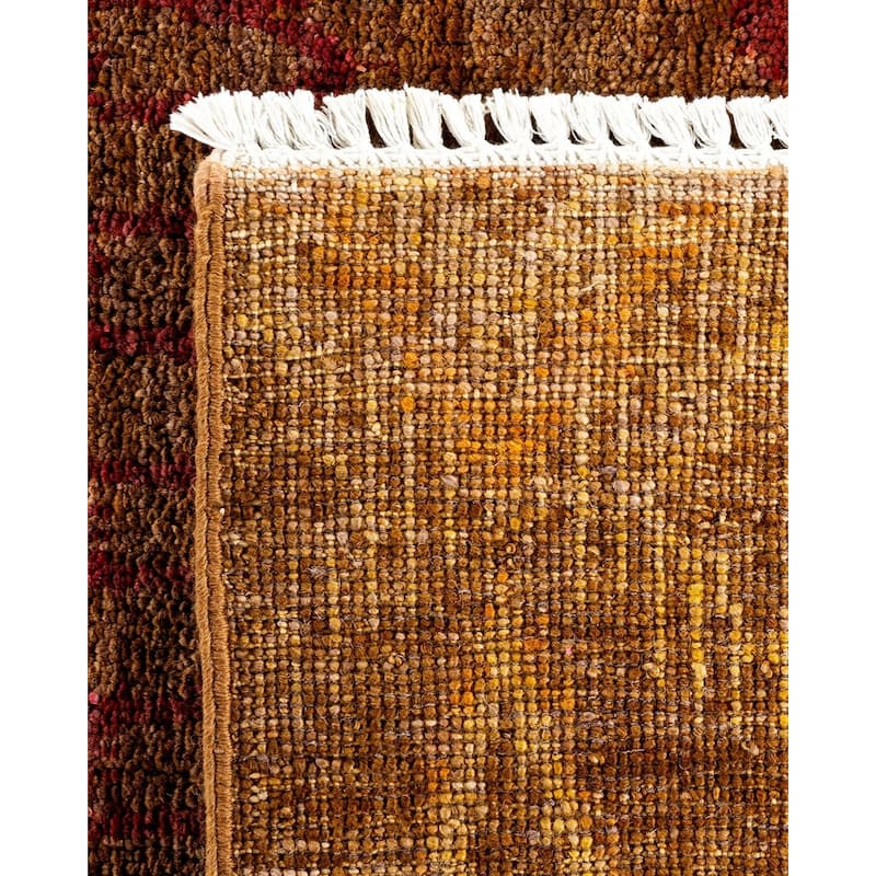 Overton Hand Knotted Wool Vintage Inspired Modern Contemporary Modern Brown Area Rug - 8' 0" x 9' 10"