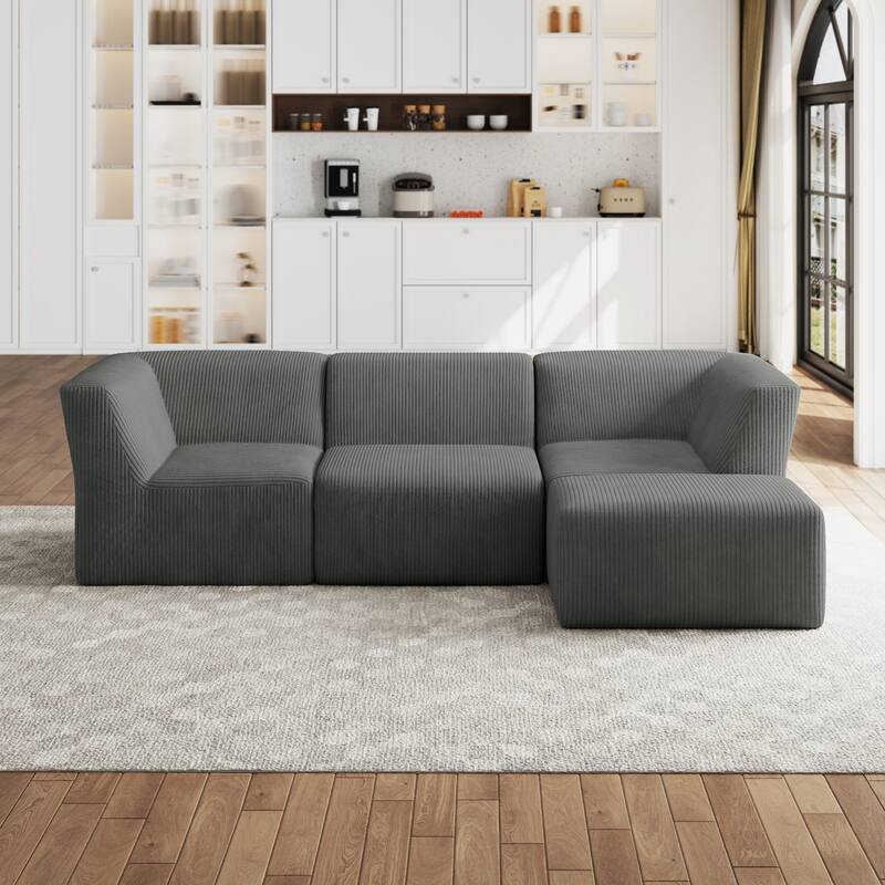 Modern Corduroy Fabric Loveseats Sofa Sectional Sofa