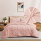 preview thumbnail 55 of 65, 3 Piece Reversible Pintuck Pinch Pleat Bohemia and Tufted Clipped Comforter Set Pink - King