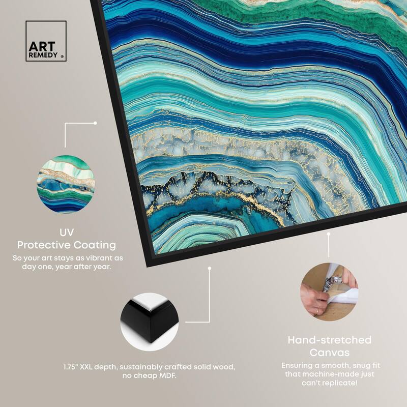 Blue Green Abstract Agate II Canvas by Art Remedy