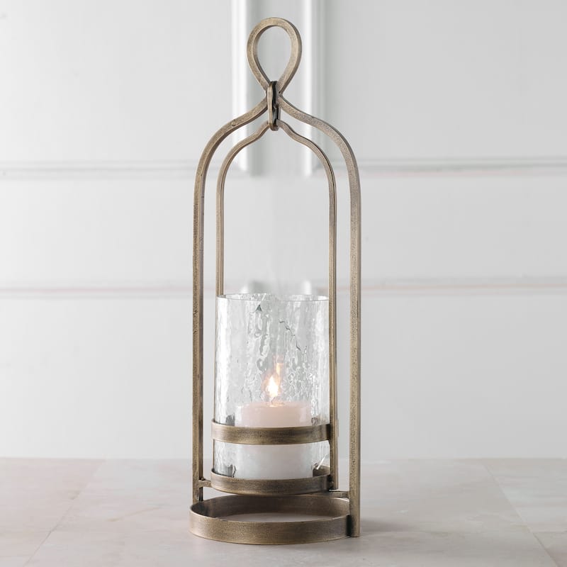 Uttermost Shepherd Brass Candleholder - 7"W x 19.5"H x 6.5"D