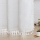 preview thumbnail 35 of 39, No Hooks Linen Textured Geometric Tassels Shower Curtain with Snap-in Liner