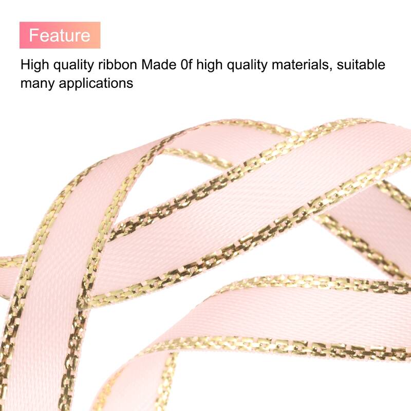 50 Yards Satin Ribbon Polyester with Gold Edge for Gift Decoration, 1 Roll