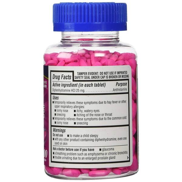 Shop Kirkland Signature Allergy Medicine Diphenhydramine Hci 25 Mg Pink Overstock 23445612