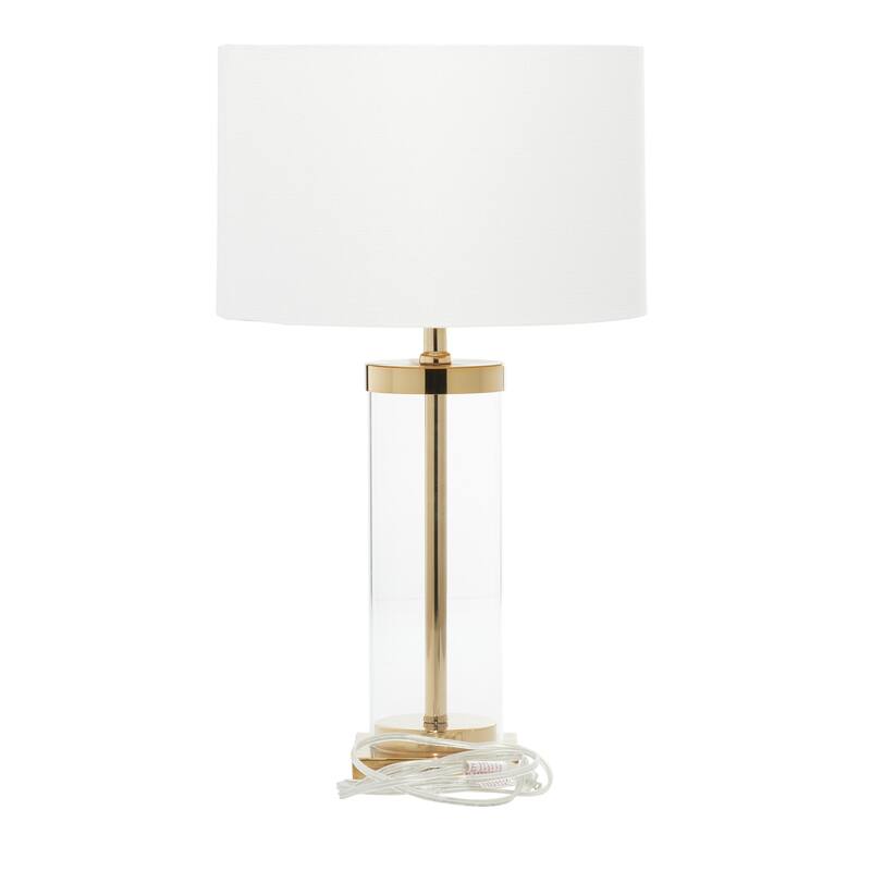 Metal Room Table Lamp with Clear Glass Body - Gold - CosmoLiving by Cosmopolitan