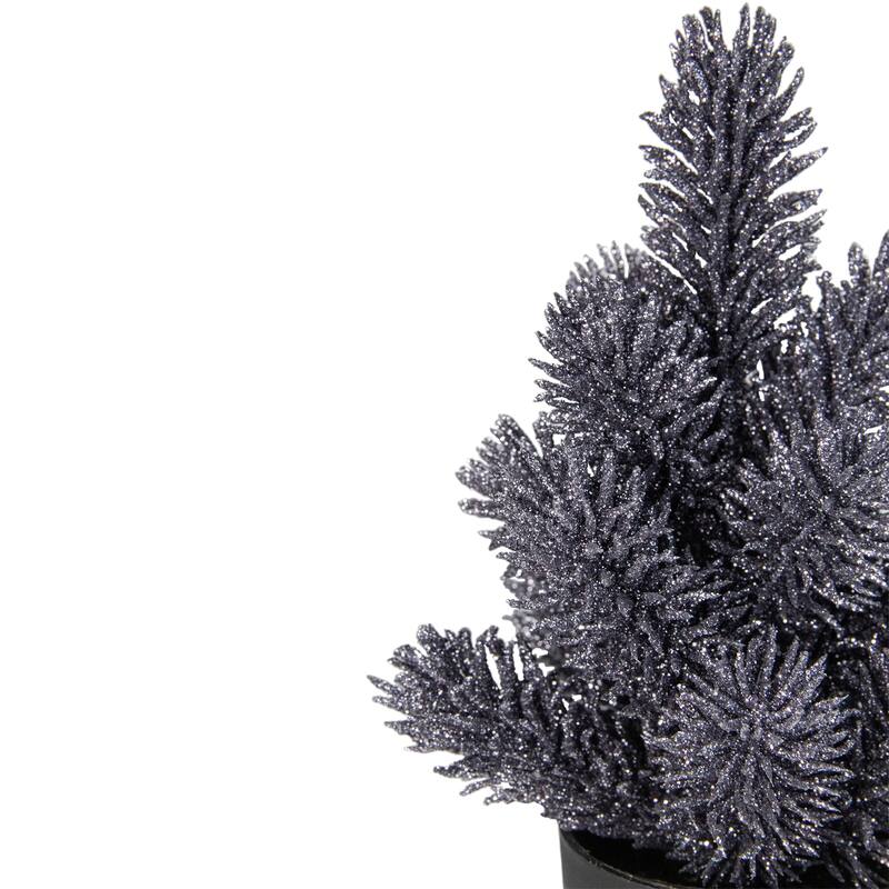 Potted Metallic Glitter Artificial Mini Pine Christmas Tree - 8.5" - Unlit - under-3-feet