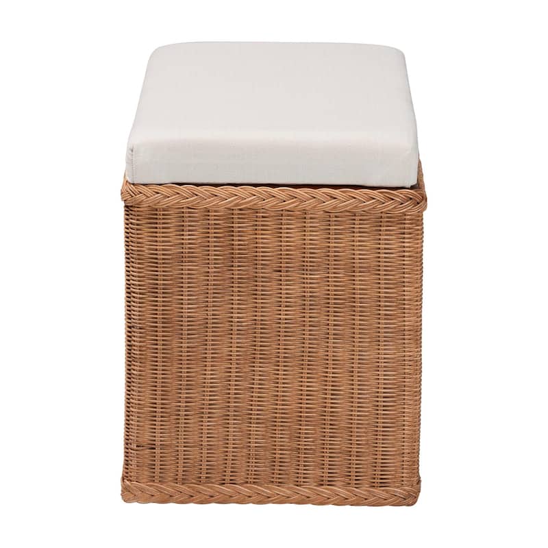 Eamon Braided Natural Rattan Storage Bench with Lift-Top - Coastal Boho Chest for Bedroom or Living Room, 31" Rectangle, Brown