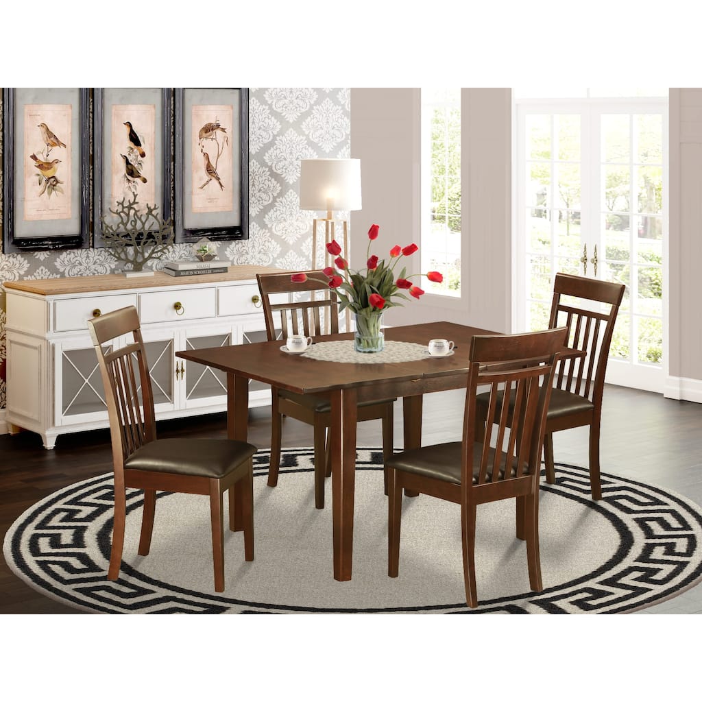 East West Furniture 5 Piece Dinette Set- a Rectangle Dining Table and 4 Dining Room Chairs,Mahogany (Chair seat Option)