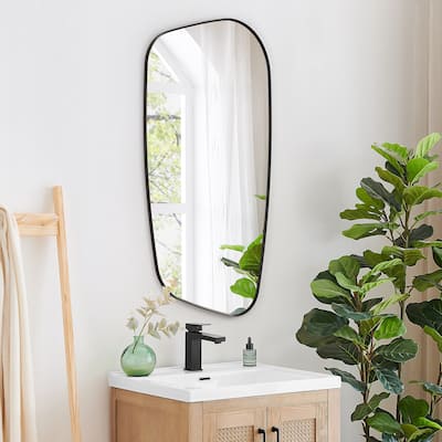 Blinc Novelty Aluminum Framed in Matte Black Modern Bathroom Wall Mirror - 26''x48''