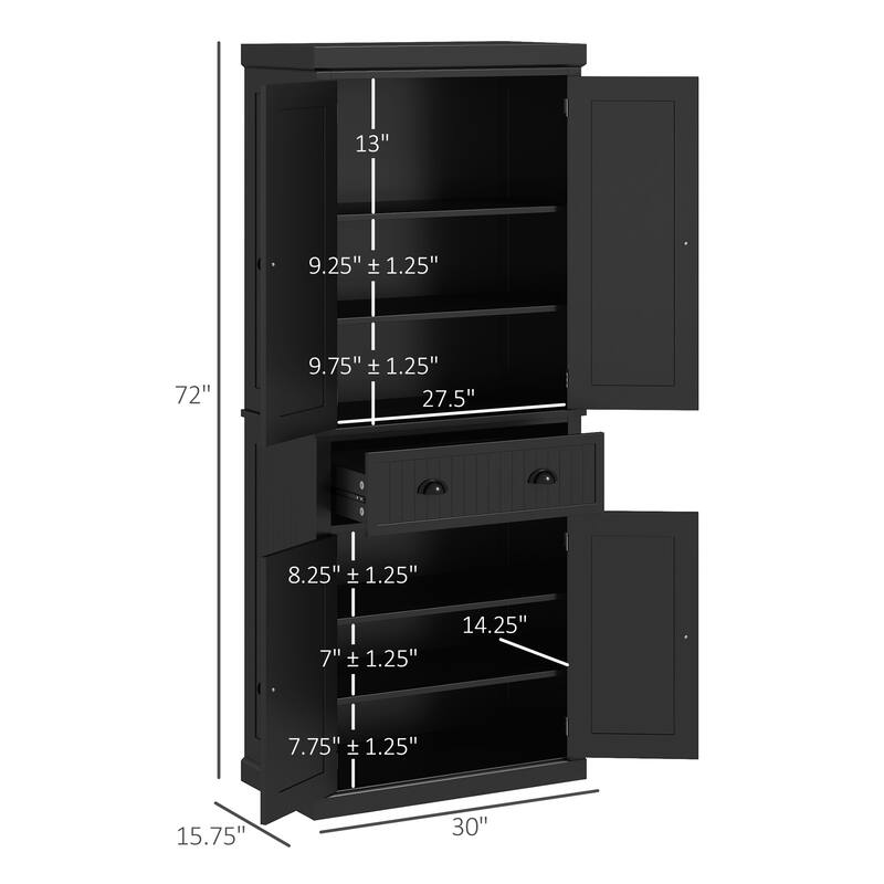 Kitchen Pantry Cabinet with 2 Double Doors, Storage Cabinet with Adjustable Shelves, Cabinet with Large Drawer