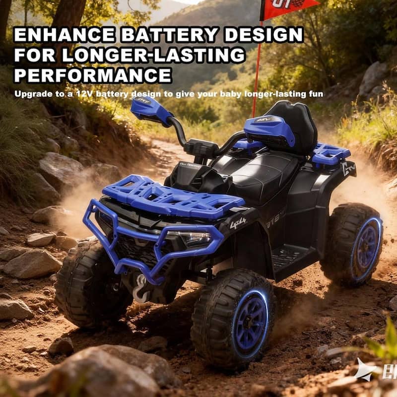 24V Kids Ride On Car with Bluetooth & LED Lights, Blue Electric Off-Road Vehicle Battery Powered Electric Vehicle