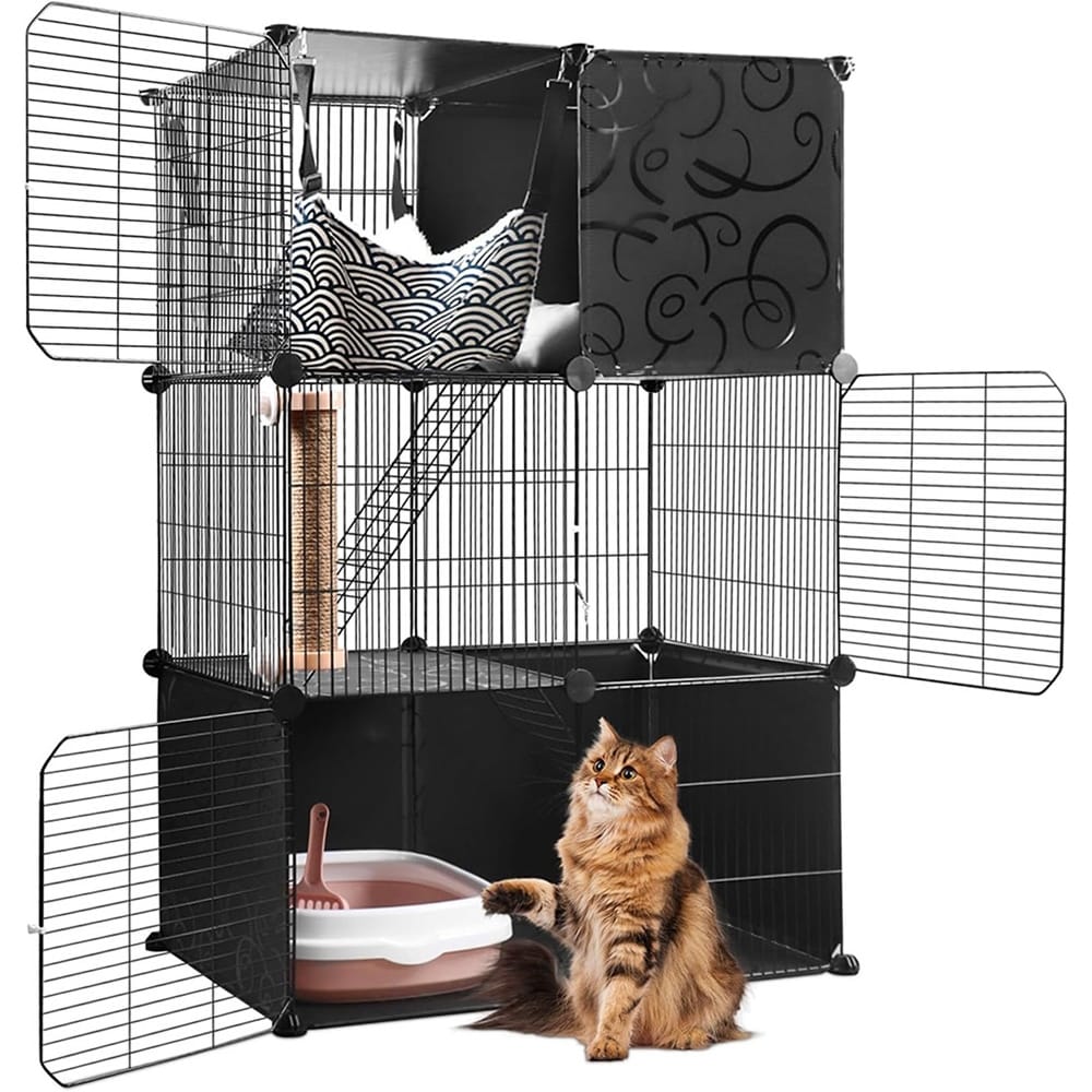 DIY Cat Cages Indoor Cat Enclosure Playpen with Cat Litter Box