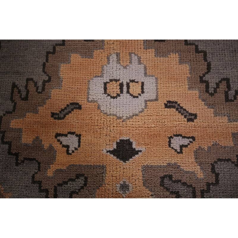 Gray Oushak Oriental Area Rug Handmade Floral Wool Carpet - 9'0" x 11'8"