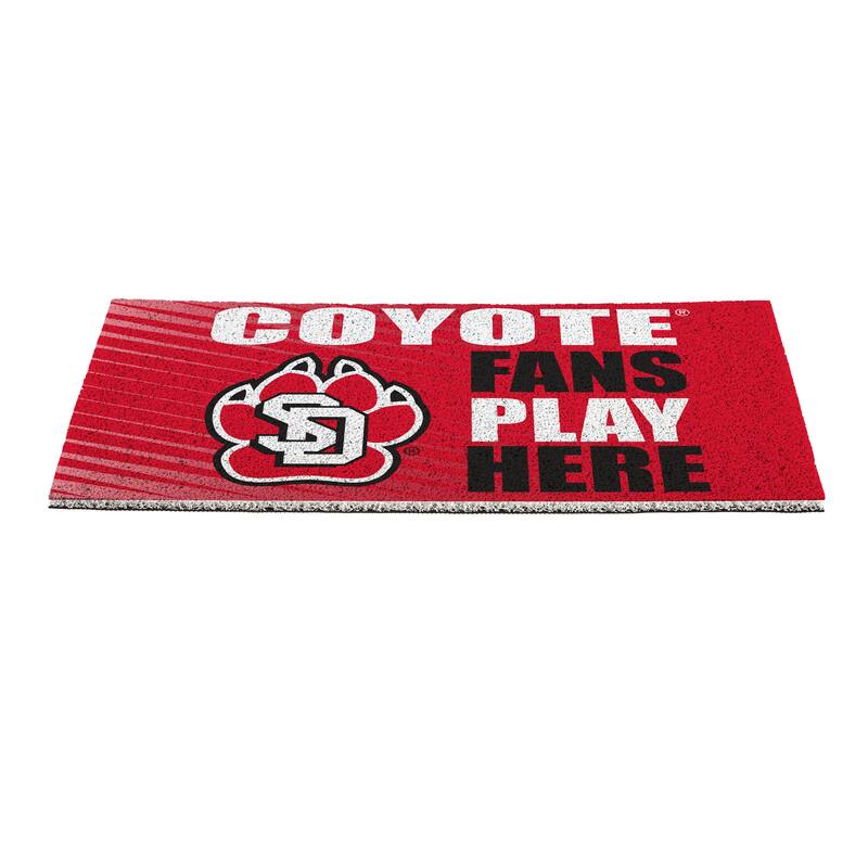 28 in. x 16 in. University of South Dakota "Fans Play Here" PVC Door Mat