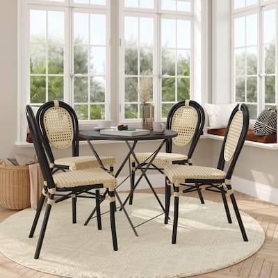 4 Pack All-Weather Commercial Paris Chairs with Metal Frames