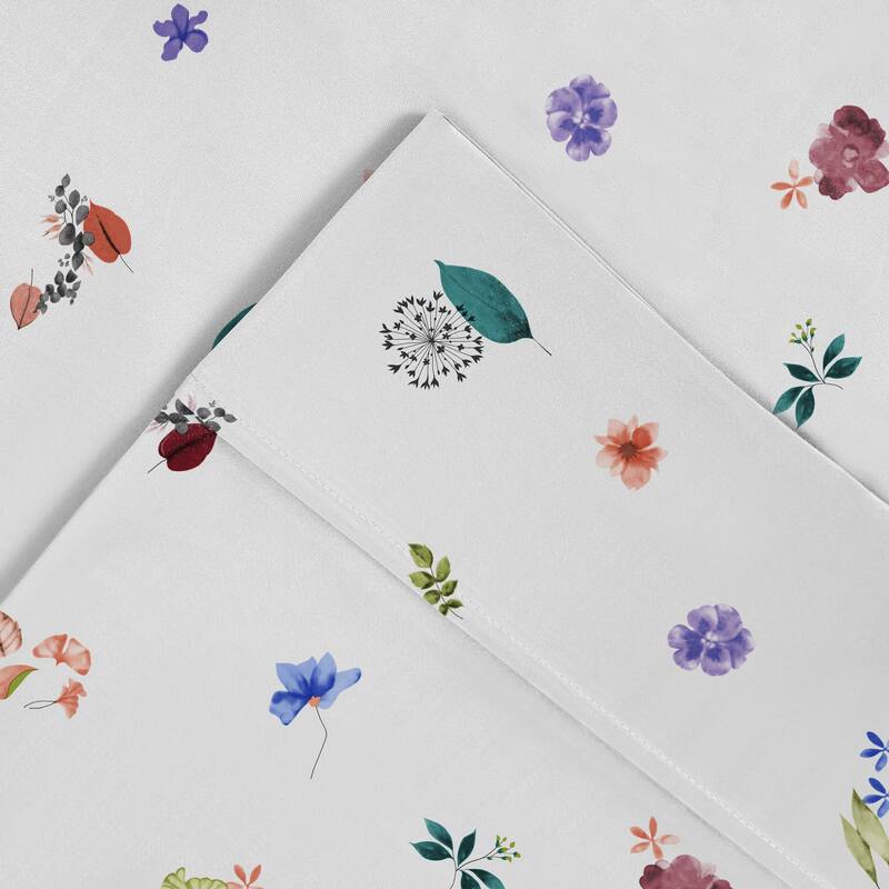 Pointehaven Crisp Percale Printed Long Staple Combed Cotton Sheet Set