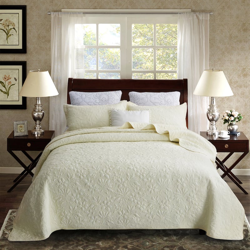 S&S Orchids & Ferns 3 Piece 100% Cotton Quilt Set