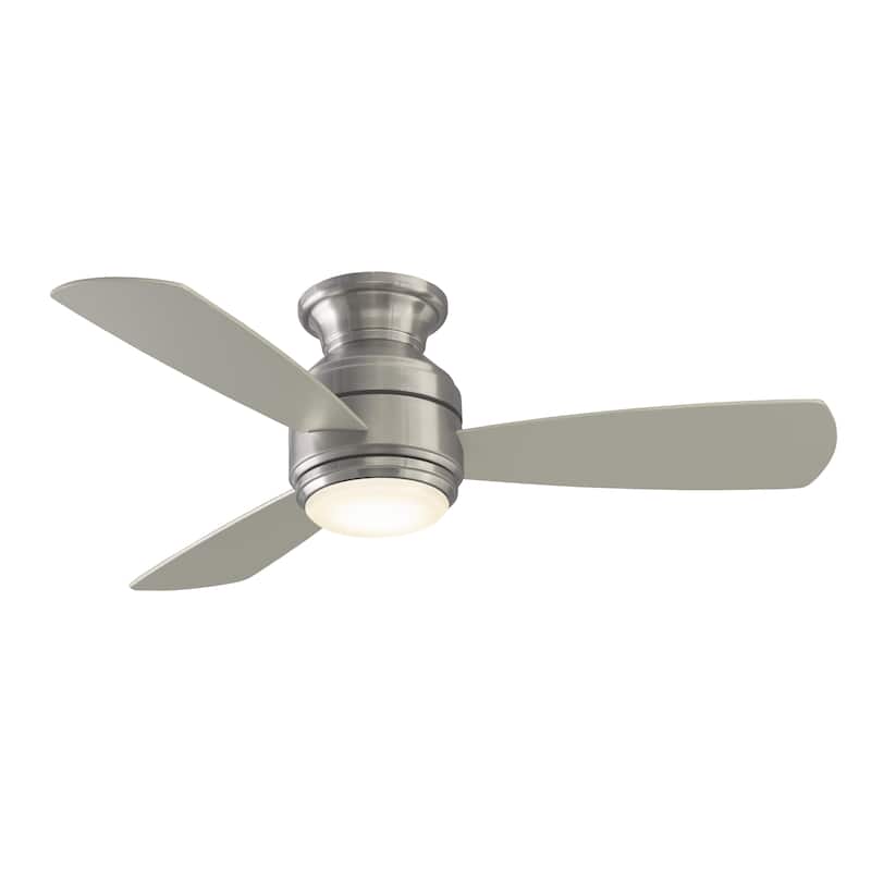 Fanimation Studio Collection Level 44 inch Brushed Nickel Ceiling Fan with LED Light and Wall Control - Brushed Nickel - Hardwired