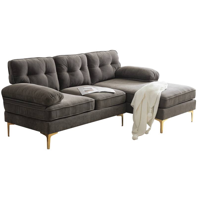 83" Modern Sectional Sofas Couches Velvet L Shaped Couches