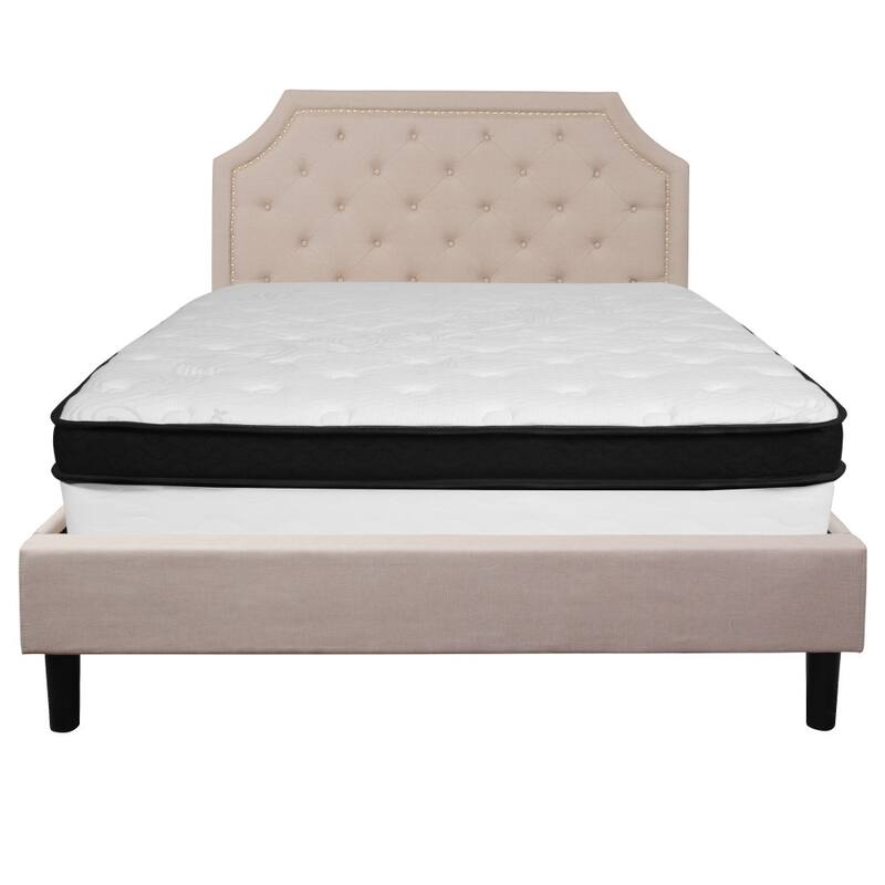 Arched Tufted Platform Bed and Memory Foam Pocket Spring Mattress