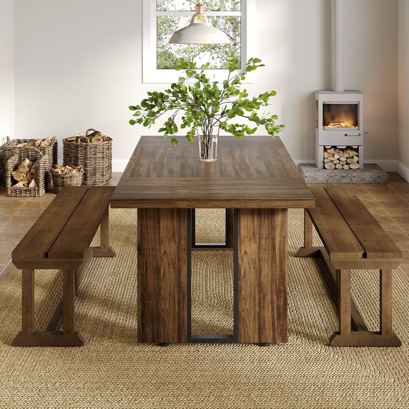 Solid Wood Dining Bench, 59" Entryway Bench Kitchen Beach Seat for Dining/Living Room, Hallway