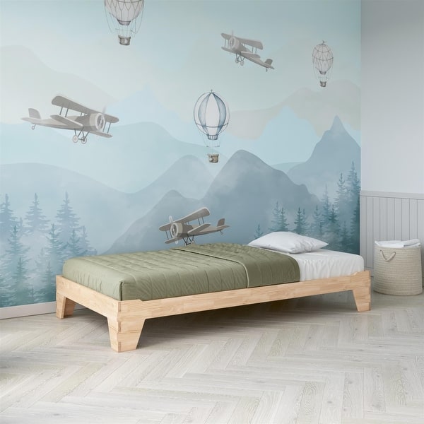 slide 2 of 15, Little Seeds Maverick Kids Montessori Floor Bed with 2 Heights, Twin, Natural