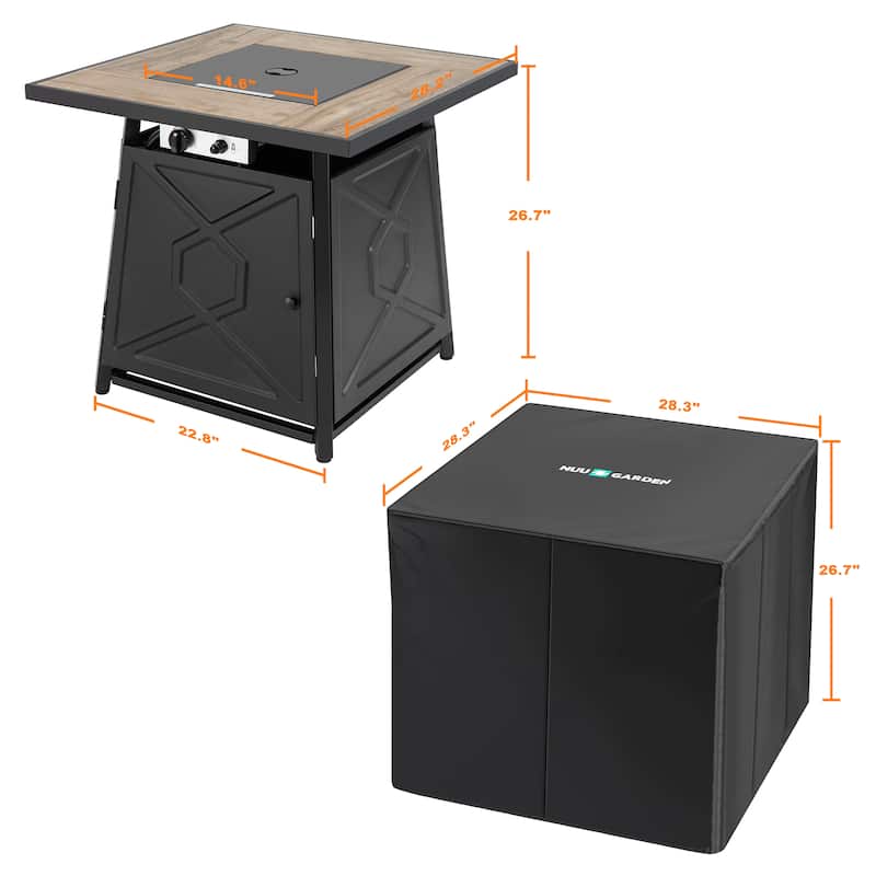 Outdoor 28 Inch 50,000 BTU Propane Gas Fire Pit Table with Cover - 28 inches