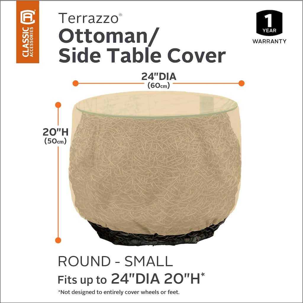 Classic Accessories Terrazzo Water-Resistant 24 Inch Round Ottoman/Coffee Table Cover