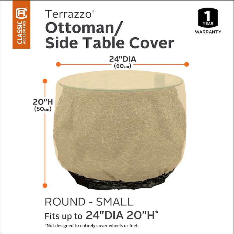 Classic Accessories Terrazzo Water-Resistant 24 Inch Round Ottoman/Coffee Table Cover