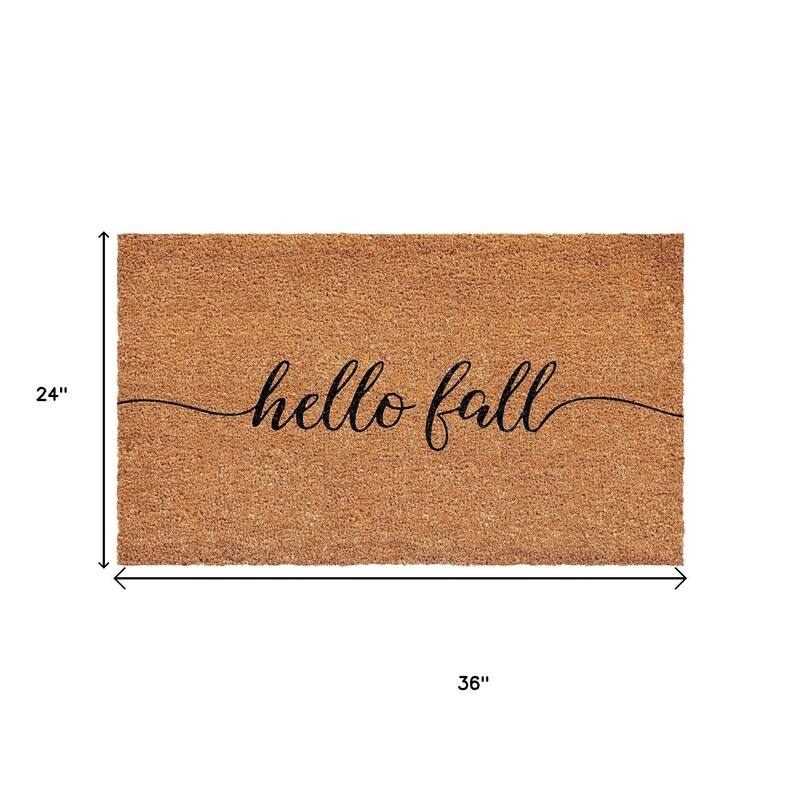 HomeRoots 24" X 36" Brown And Natural Fall Hello Fall Outdoor Coir Door Mat - 24.00' X '36.00